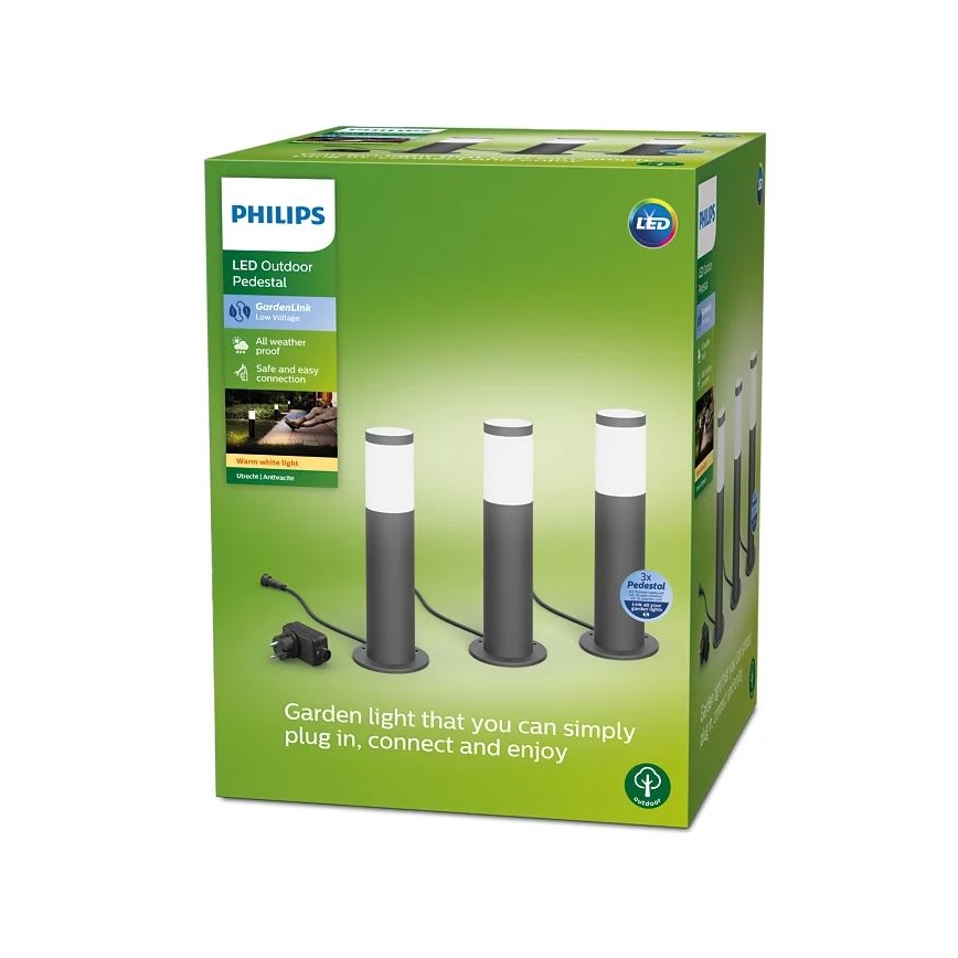 Philips - SETTI 3x LED Ulkolamppu GARDENLINK LED/24W/230V 2700K IP44