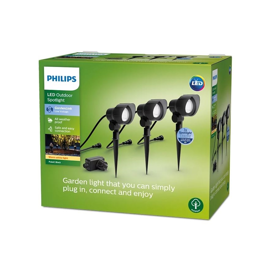 Philips -SETTI 3x LED-ulkovalaisin LED/6W/230V 2700K IP44