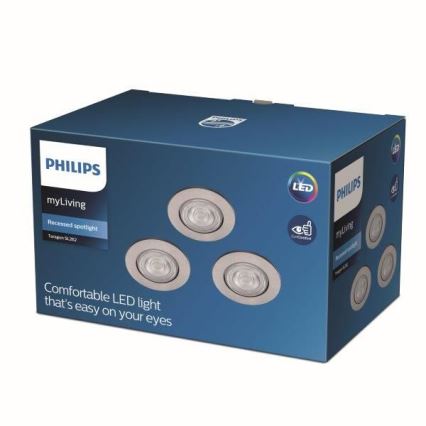 Philips - SETTI 3x Upotettava LED-kattovalaisin TARAGON LED/4,5W/230V 2700K