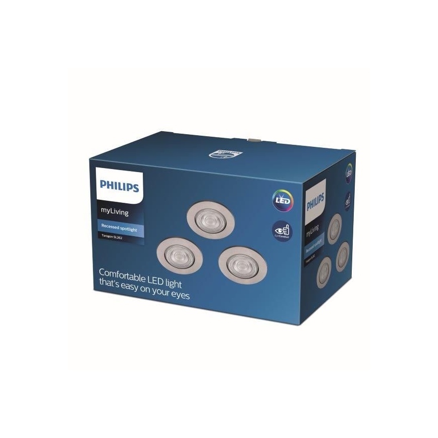 Philips - SETTI 3x Upotettava LED-kattovalaisin TARAGON LED/4,5W/230V 2700K
