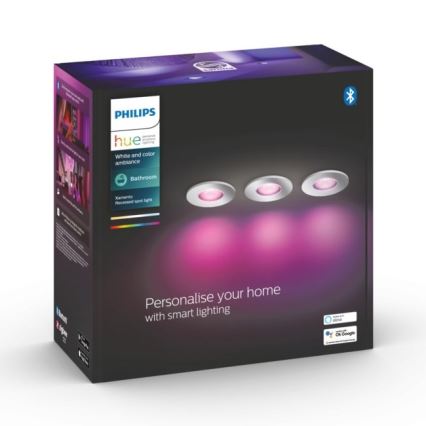 Philips - SETTI 3xLED RGB Himmennettävä kylpyhuonevalaisin Hue XAMENTO 1xGU10/5,7W/230V IP44 2000-6500K
