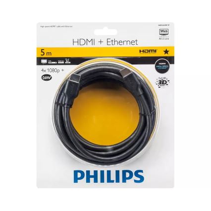 Philips SWV2434W/10 - HDMI-kaapeli Ethernetillä, HDMI 1,4 A -liitin 5 m musta