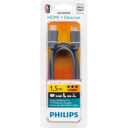 Philips SWV4432S/10 - HDMI-kaapeli Ethernetillä, HDMI 1,4 A -liitin 1,5 m harmaa