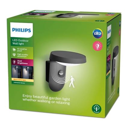 Philips - LED-ulkovaloseinävalaisin sensorilla LED/9W/230V 2700K IP44