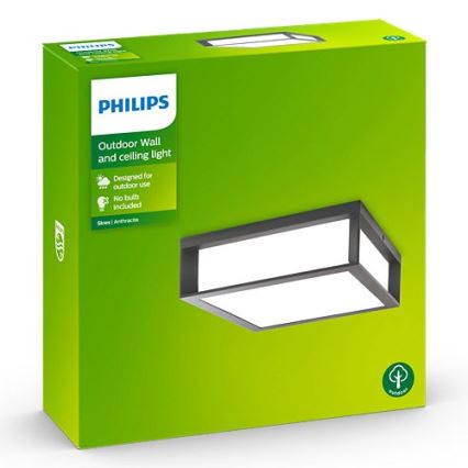 Philips - Ulkokattovalo SKIES 2xE27/14W/230V IP44 antrasiitti