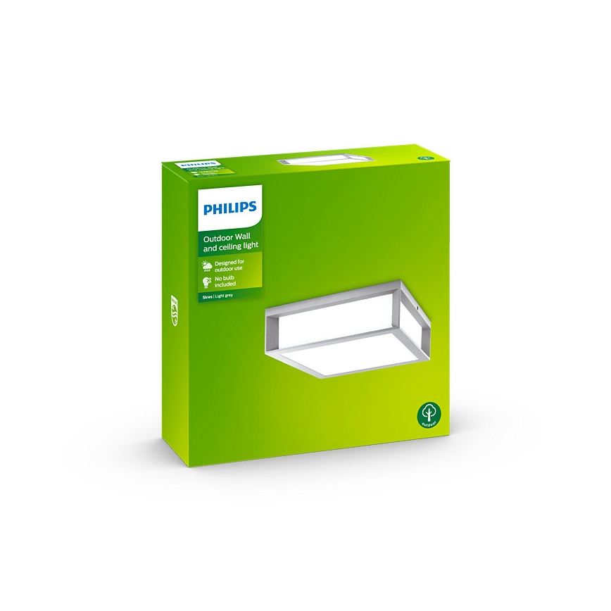 Philips - Ulkokattovalo 2xE27/14W/230V IP44 harmaa