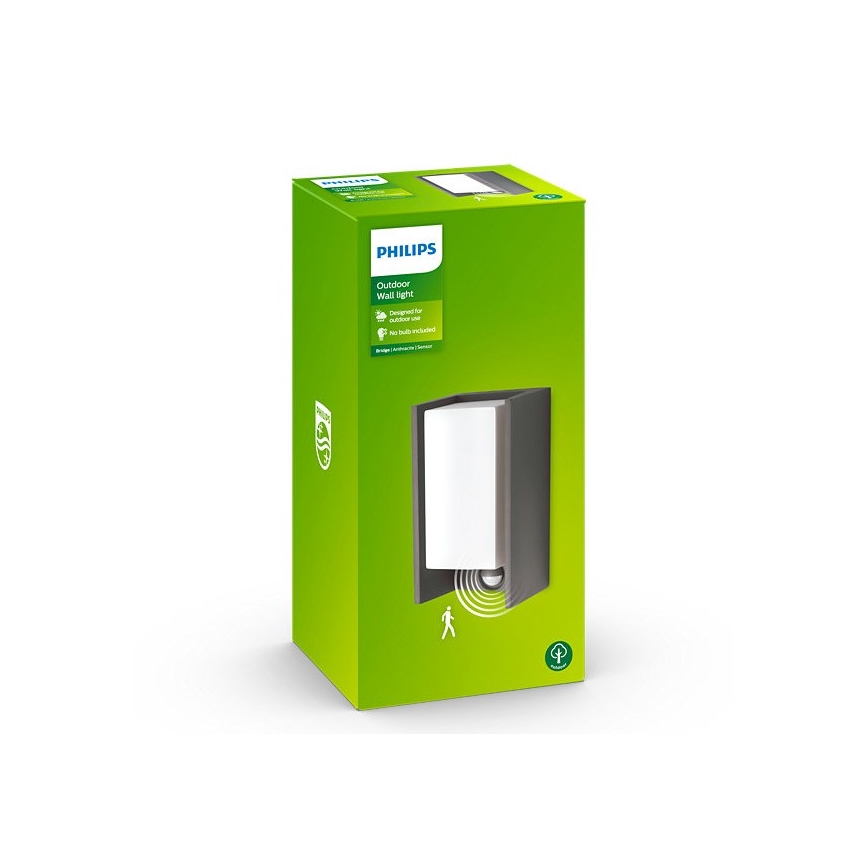 Philips - Ulkoseinävalaisin anturilla BRIDGE 1xE27/15W/230V IP44