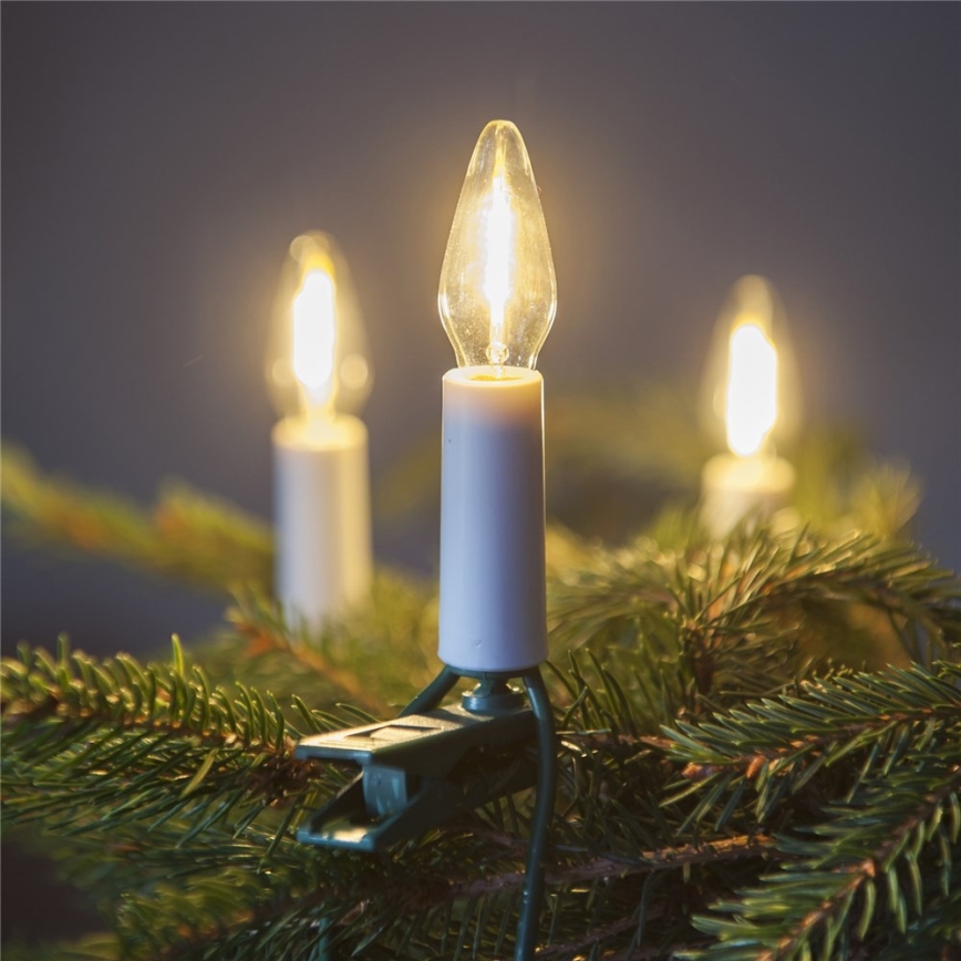 Pidennys LED ulkokäyttöön Jouluketju FELICIA FILAMENT 20xE10 14m läpinäkyvä/lämpimänvalkoinen IP44, Made in the EU