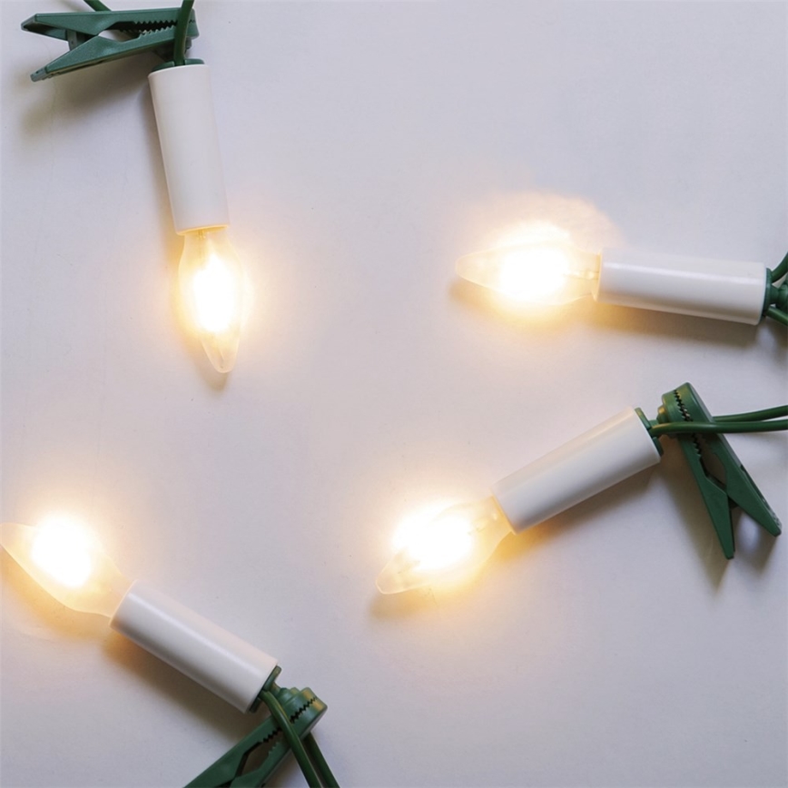 Pidennys LED ulkokäyttöön Jouluketju FELICIA FILAMENT 20xE10 14m läpinäkyvä/lämpimänvalkoinen IP44, Made in the EU