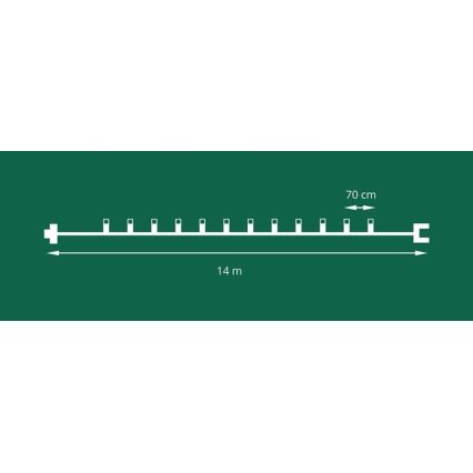 Pidennys LED ulkokäyttöön Jouluketju FELICIA FILAMENT 20xE10 14m läpinäkyvä/lämpimänvalkoinen IP44, Made in the EU