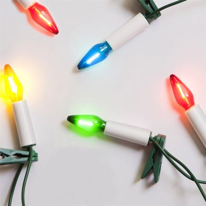 Pidennys LED ulkokäyttöön Jouluketju FELICIA FILAMENT 20xE10 14m värikäs/lämpimänvalkoinen IP44, Made in the EU