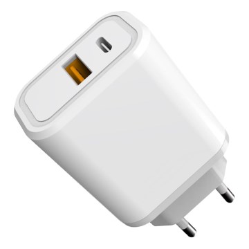 Pikalatausadapteri Power Delivery 30W USB-C + USB-A valkoinen
