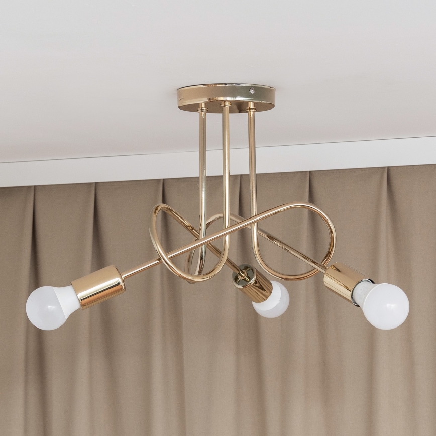 Pinnalle asennettava kattokruunu OXFORD 3xE27/15W/230V, kultainen