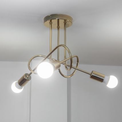 Pinnalle asennettava kattokruunu OXFORD 3xE27/15W/230V, kultainen