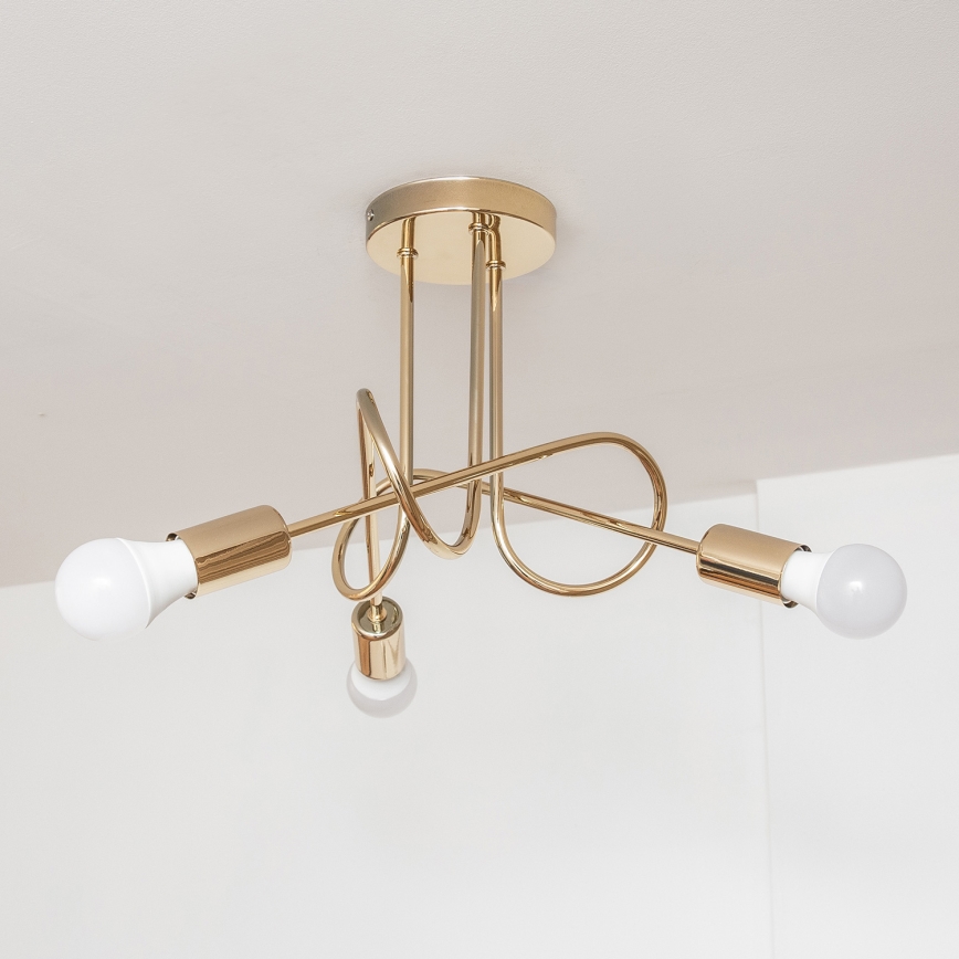 Pinnalle asennettava kattokruunu OXFORD 3xE27/15W/230V, kultainen