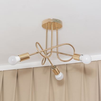 Pinnalle asennettava kattokruunu OXFORD 3xE27/15W/230V, kultainen