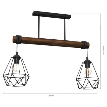 Pinta-asennettava kattokruunu ACERO 2xE27/60W/230V