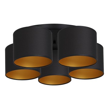 Pinta-asennettava kattokruunu ARDEN 5xE27/60W/230V musta/kulta