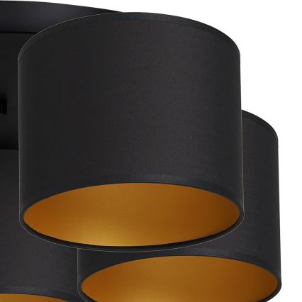 Pinta-asennettava kattokruunu ARDEN 5xE27/60W/230V musta/kulta