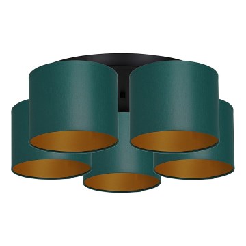 Pinta-asennettava kattokruunu ARDEN 5xE27/60W/230V vihreä/kulta