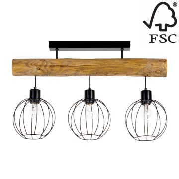 Pinta-asennettava kattokruunu BERIS 3xE27/25W/230V mänty - FSC-sertifioitu