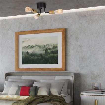 Pinta-asennettava kattokruunu BRENDA 3xE27/60W/230V musta/kulta