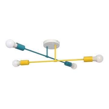 Pinta-asennettava kattokruunu CAMBRIDGE 4xE27/20W/230V sininen/keltainen