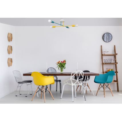 Pinta-asennettava kattokruunu CAMBRIDGE 4xE27/20W/230V sininen/keltainen