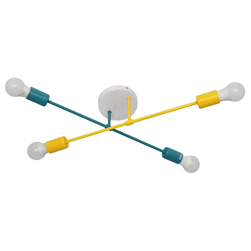 Pinta-asennettava kattokruunu CAMBRIDGE 4xE27/20W/230V sininen/keltainen