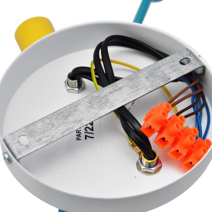 Pinta-asennettava kattokruunu CAMBRIDGE 4xE27/20W/230V sininen/keltainen