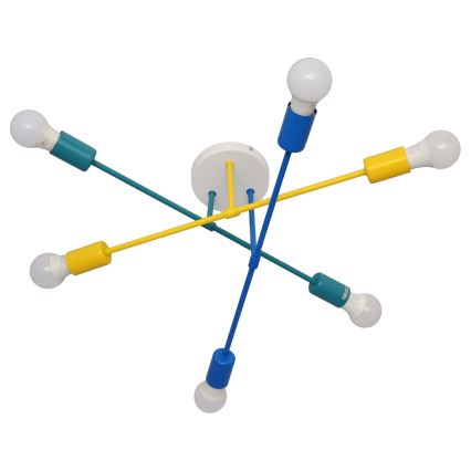 Pinta-asennettava kattokruunu CAMBRIDGE 6xE27/20W/230V sininen/keltainen