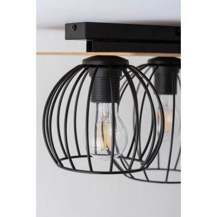 Pinta-asennettava kattokruunu CYBER 2xE27/60W/230V puu/musta