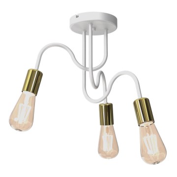 Pinta-asennettava kattokruunu DOW 3xE27/60W/230V valkoinen/kulta