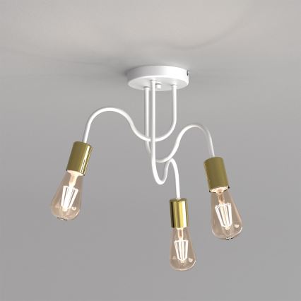 Pinta-asennettava kattokruunu DOW 3xE27/60W/230V valkoinen/kulta