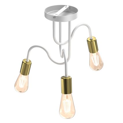 Pinta-asennettava kattokruunu DOW 3xE27/60W/230V valkoinen/kulta