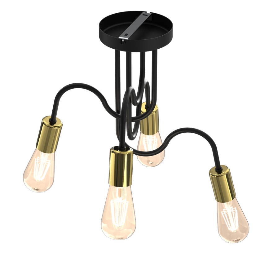 Pinta-asennettava kattokruunu DOW 4xE27/60W/230V musta/kulta