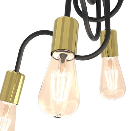 Pinta-asennettava kattokruunu DOW 4xE27/60W/230V musta/kulta