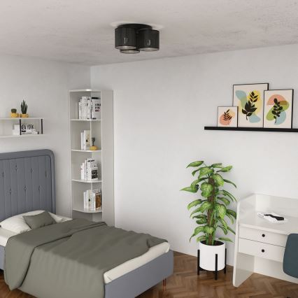 Pinta-asennettava kattokruunu LOFT SHADE 3xE27/60W/230V musta