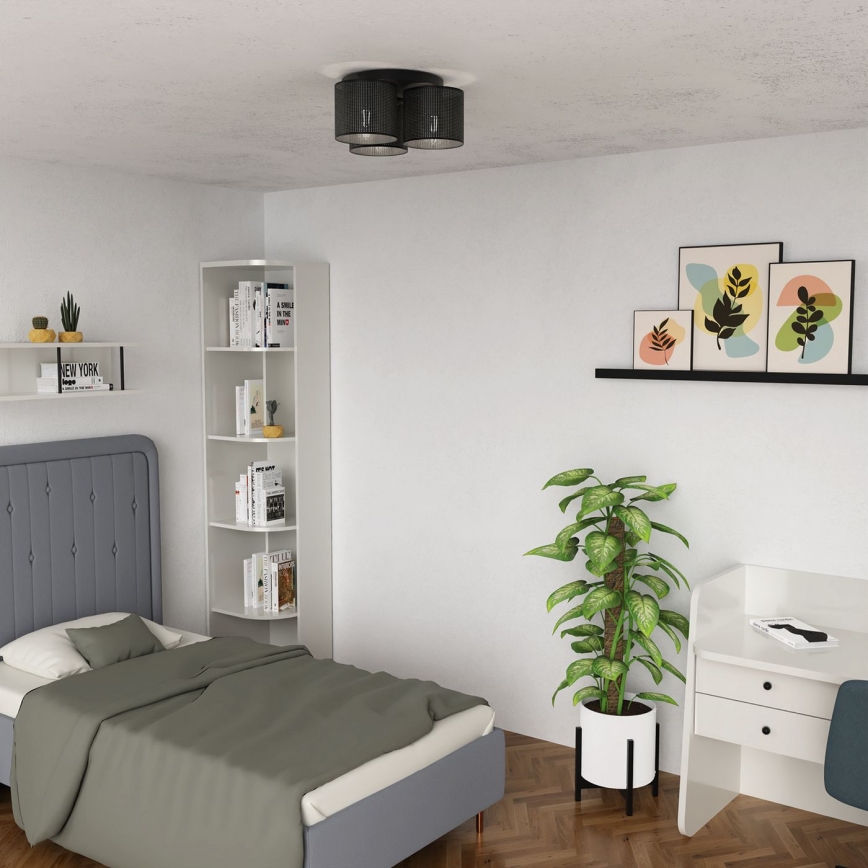 Pinta-asennettava kattokruunu LOFT SHADE 3xE27/60W/230V musta