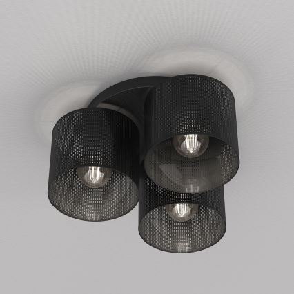Pinta-asennettava kattokruunu LOFT SHADE 3xE27/60W/230V musta