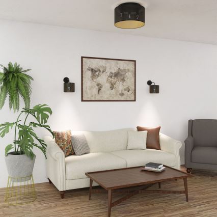 Pinta-asennettava kattokruunu LOFT SHADE 3xE27/60W/230V musta/kulta
