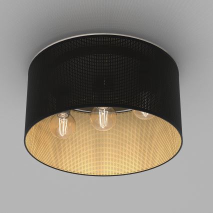 Pinta-asennettava kattokruunu LOFT SHADE 3xE27/60W/230V musta/kulta