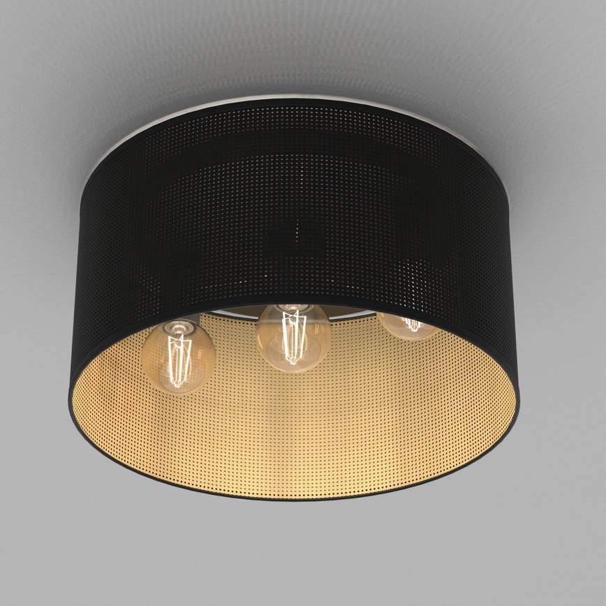 Pinta-asennettava kattokruunu LOFT SHADE 3xE27/60W/230V musta/kulta