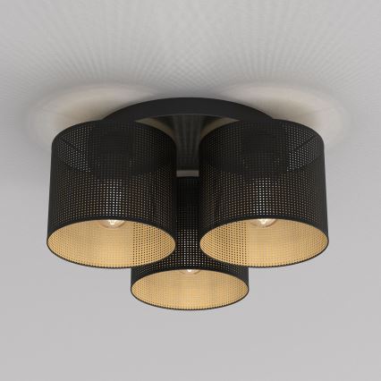 Pinta-asennettava kattokruunu LOFT SHADE 3xE27/60W/230V musta/kulta