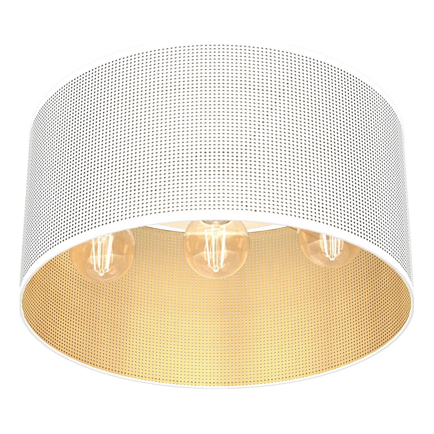 Pinta-asennettava kattokruunu LOFT SHADE 3xE27/60W/230V valkoinen/kulta