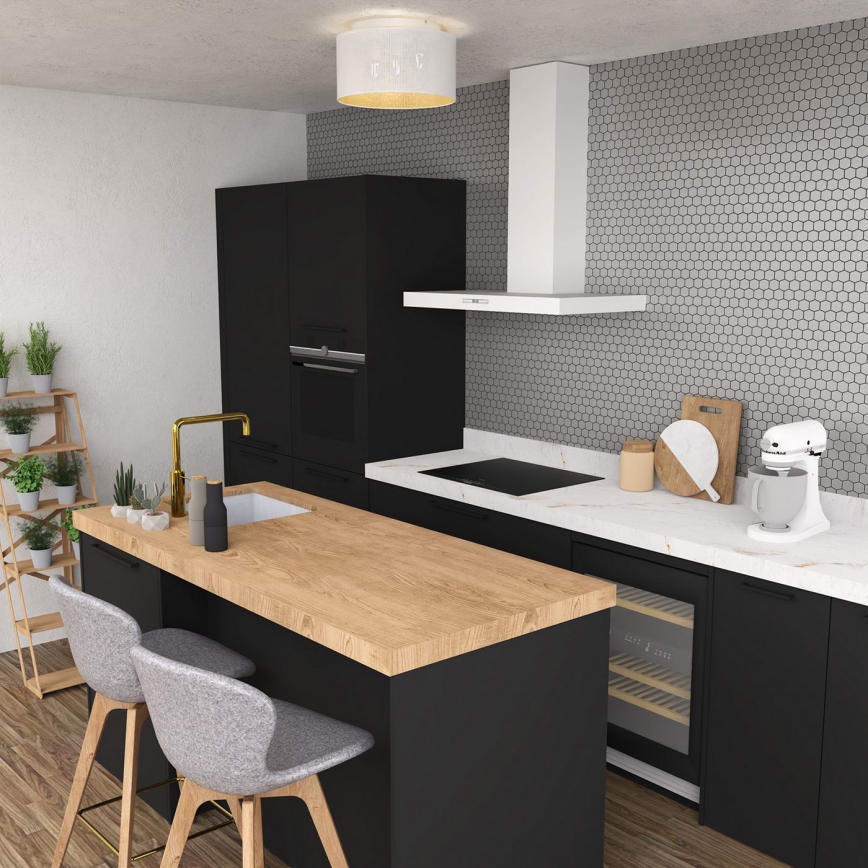 Pinta-asennettava kattokruunu LOFT SHADE 3xE27/60W/230V valkoinen/kulta