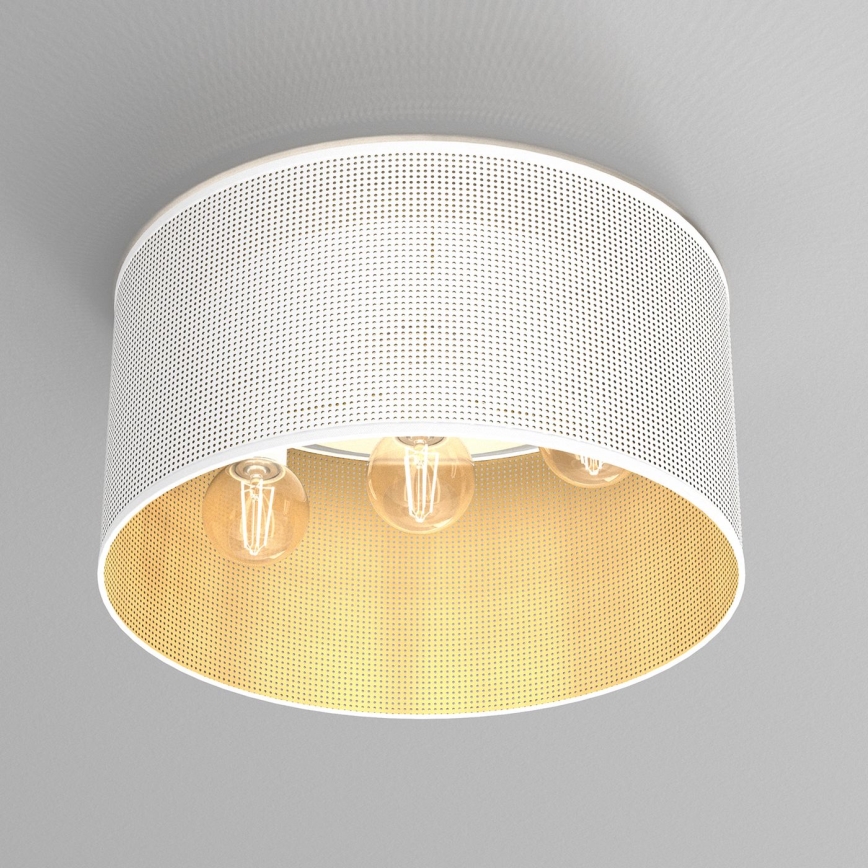 Pinta-asennettava kattokruunu LOFT SHADE 3xE27/60W/230V valkoinen/kulta