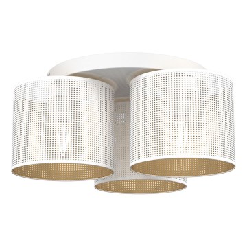 Pinta-asennettava kattokruunu LOFT SHADE 3xE27/60W/230V valkoinen/kulta