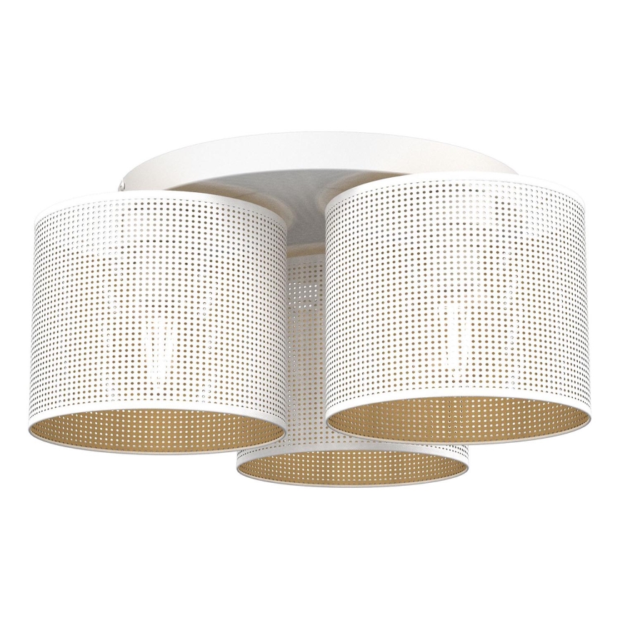Pinta-asennettava kattokruunu LOFT SHADE 3xE27/60W/230V valkoinen/kulta
