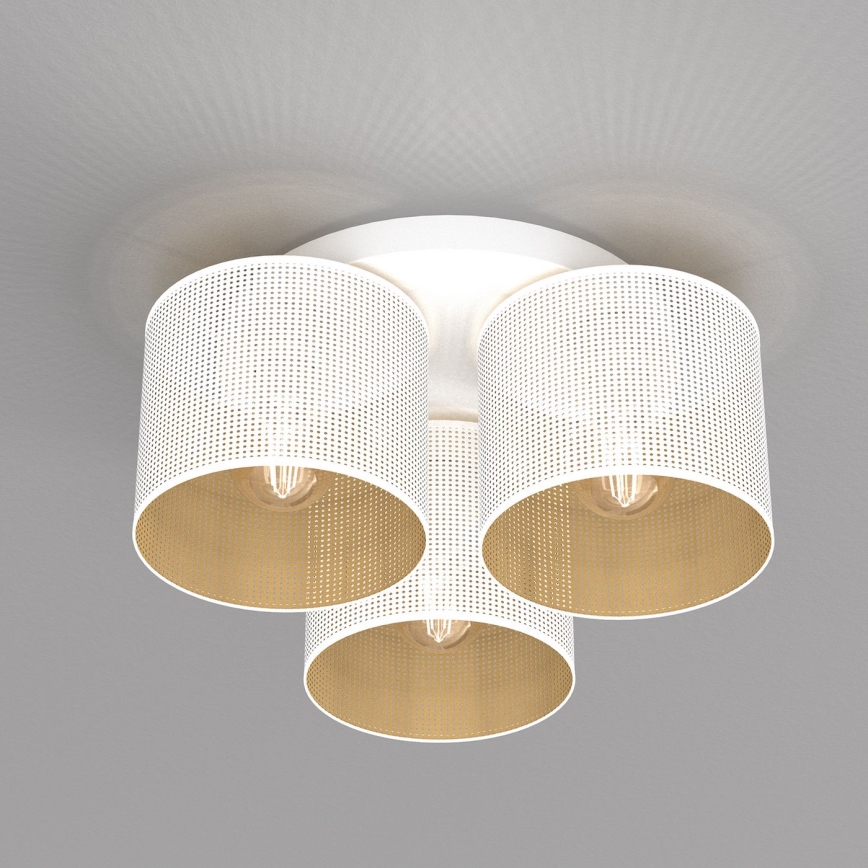 Pinta-asennettava kattokruunu LOFT SHADE 3xE27/60W/230V valkoinen/kulta